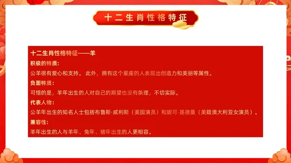 红色古风十二生肖介绍PPT模板龙年新年