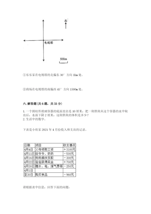 孟连傣族拉祜族佤族自治县六年级下册数学期末测试卷a4版.docx