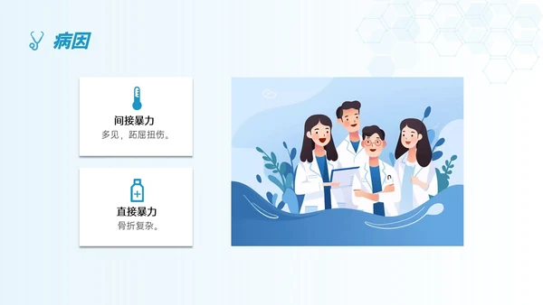 蓝色简约形状踝骨骨折护理查房医护培训ppt