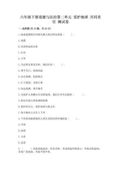 六年级下册道德与法治第二单元 爱护地球 共同责任 测试卷精品（黄金题型）.docx