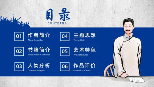 蓝色简约复古呐喊读书分享PPT