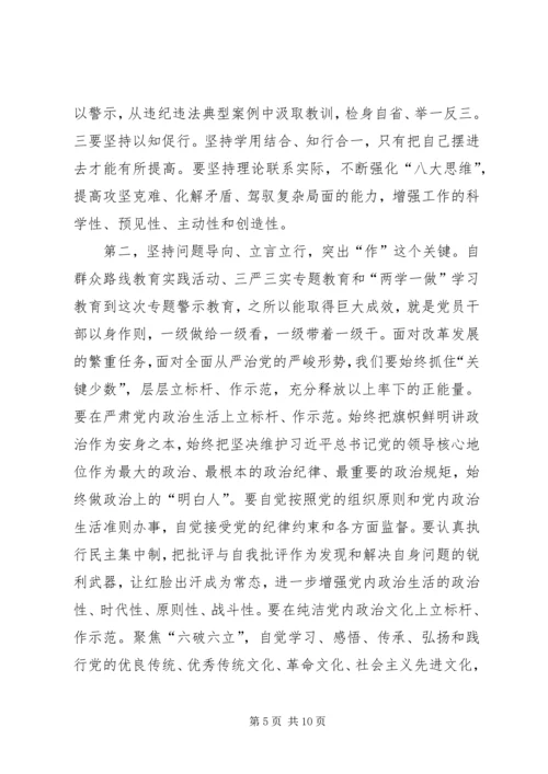 全市“讲政治、重规矩、作表率”专题警示教育总结会议致辞稿.docx