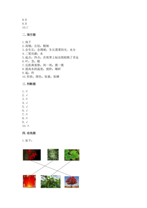 教科版科学一年级上册期末测试卷精品（模拟题）.docx
