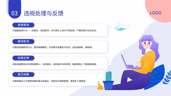 蓝色扁平风财务报销流程培训方案PPT
