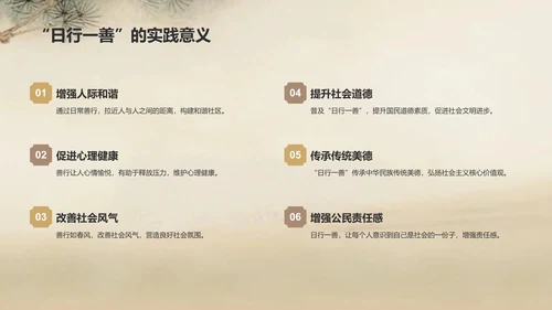 橙色复古风日行一善事迹分享与感悟PPT模板