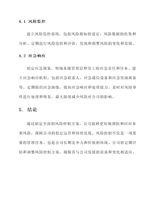 公司的风险控制方案