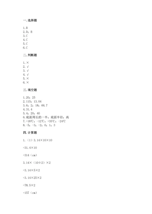 人教版六年级下册数学期末测试卷含答案（最新）.docx