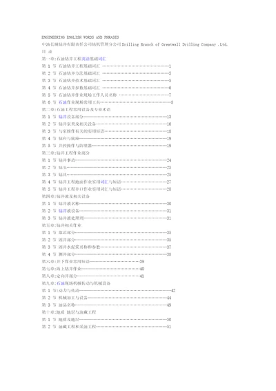 石油钻井工程英语词汇备考复习