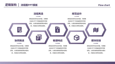 紫色商务风5项流程PPT单页