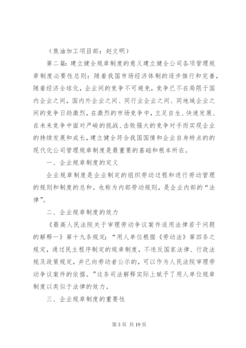 建立安全规章制度的目的和意义[5篇].docx