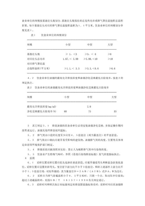 饮食业油烟排放标准