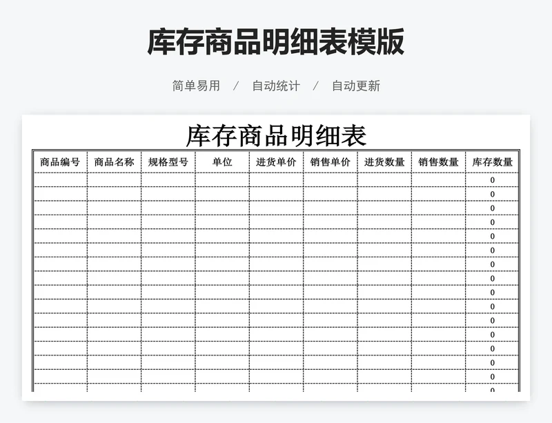 库存商品明细表模版