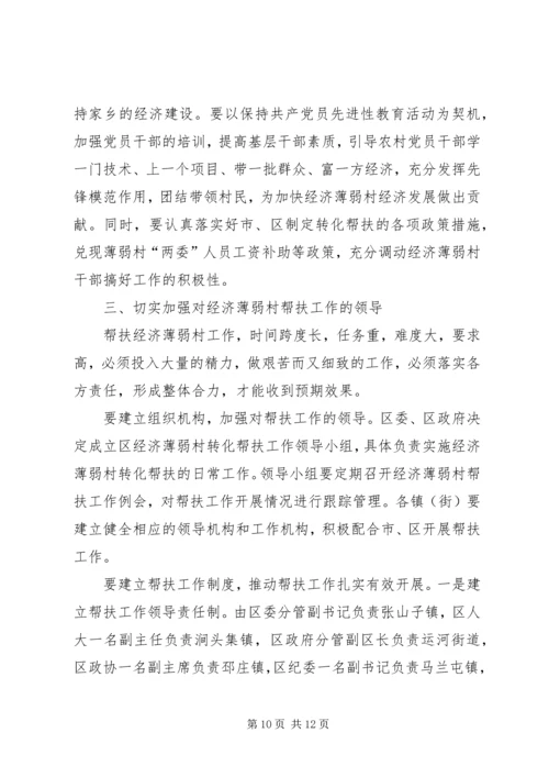 区委书记在全区经济薄弱村转化帮扶工程动员大会上的讲话.docx