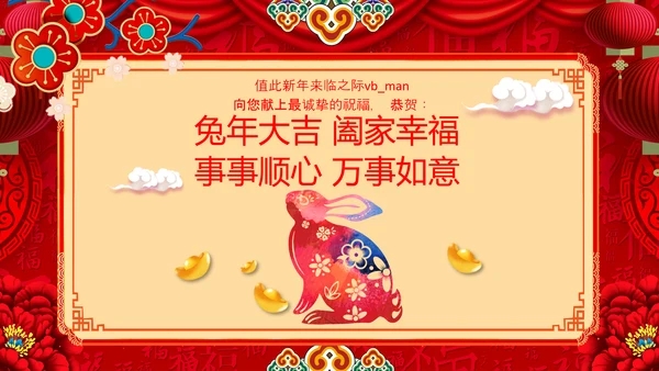 新年快乐电子贺卡2023兔年拜年PPT