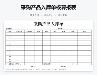 采购产品入库单核算报表