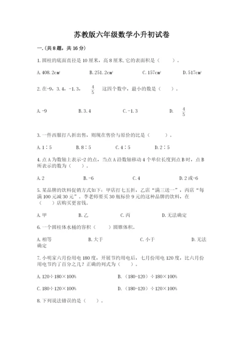 苏教版六年级数学小升初试卷附答案【满分必刷】.docx