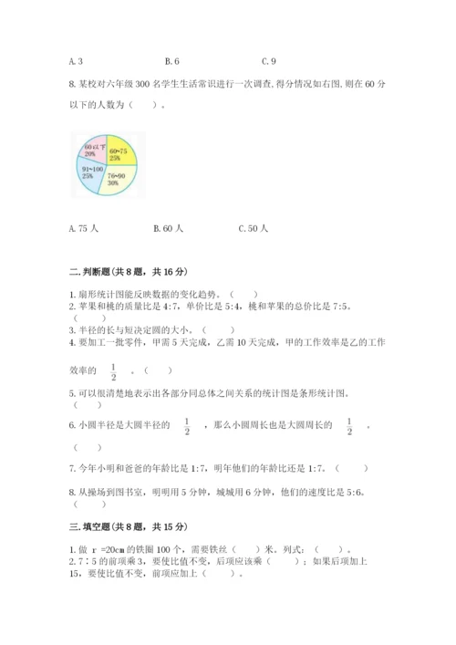 小学数学六年级上册期末卷附参考答案（精练）.docx