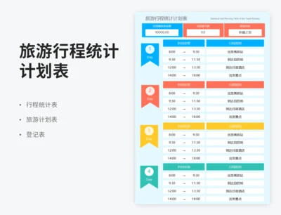 旅游行程统计计划表