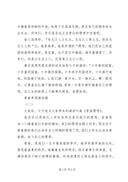 关于青春理想的演讲稿范文.docx