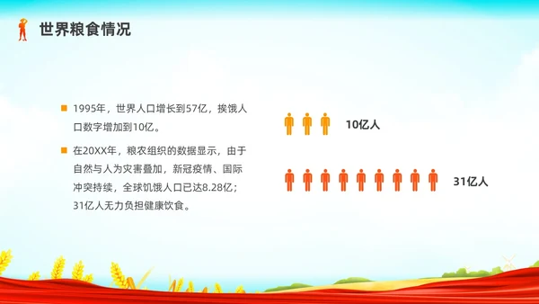 彩色水彩插画世界粮食日党政PPT课件