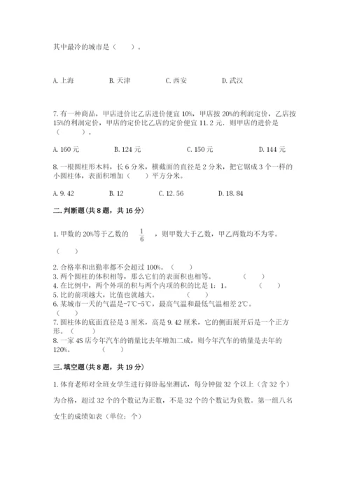 沪教版小学数学六年级下册期末检测试题及1套完整答案.docx