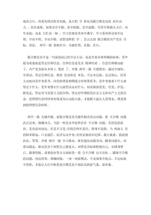 2023年最新的新时代党员两学一做主题教育学习心得三篇