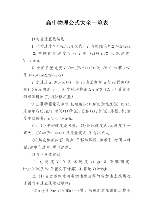 高中物理公式大全一览表.docx