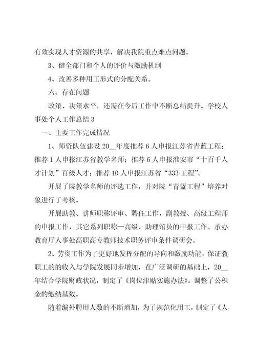 学校人事处个人工作总结