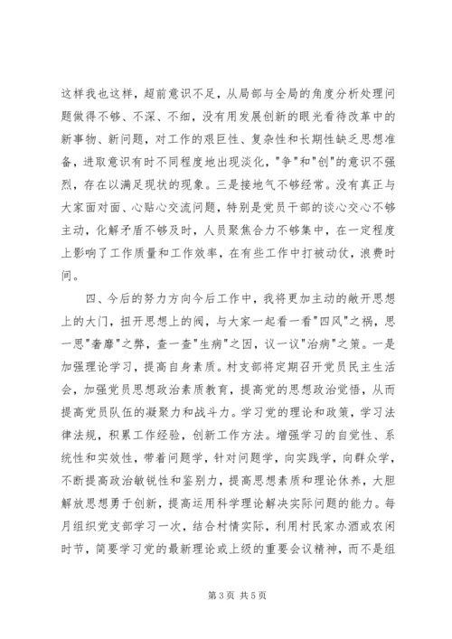 村党支部书记四风整治个人对照检查材料.docx