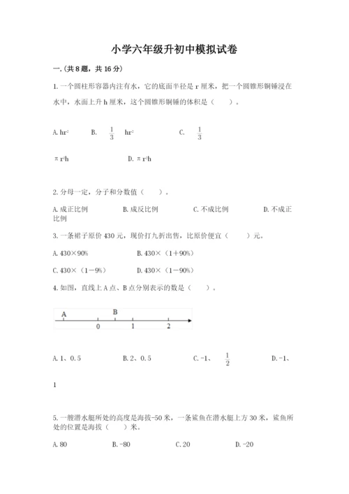 小学六年级升初中模拟试卷【典优】.docx