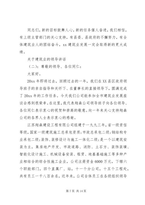 关于建筑业的领导讲话.docx