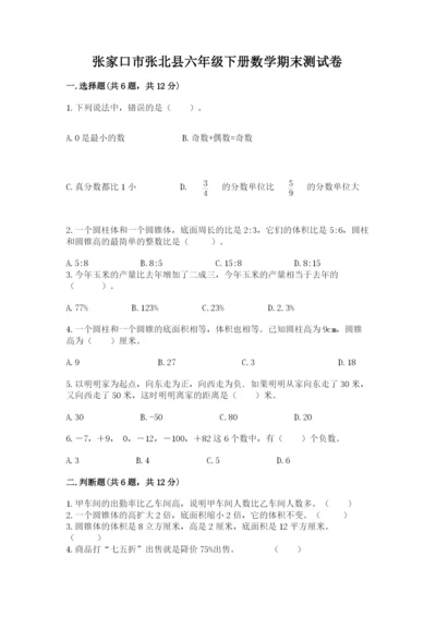 张家口市张北县六年级下册数学期末测试卷完整版.docx