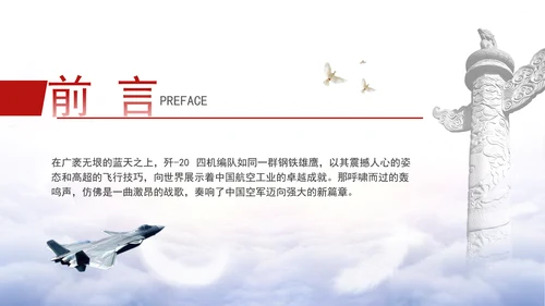 中国航空钢铁雄鹰歼-20四机编队介绍主题党课PPT