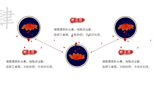 复古国风优雅蓝色醉花阴民族文化通用PPT模板