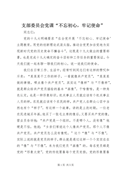 支部委员会党课“不忘初心，牢记使命”.docx