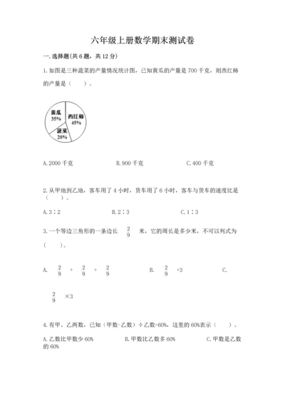 六年级上册数学期末测试卷及参考答案（典型题）.docx