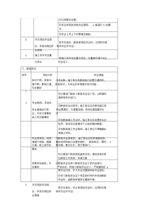 八大高危作业风险分析和安全措施