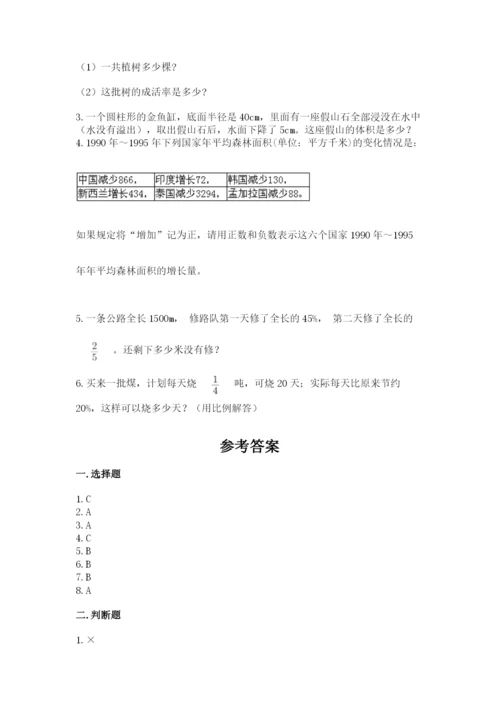 六年级下册数学期末测试卷带答案（满分必刷）.docx