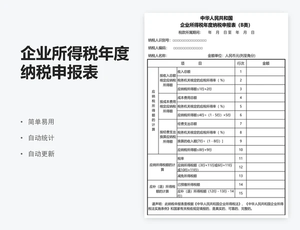 企业所得税年度纳税申报表