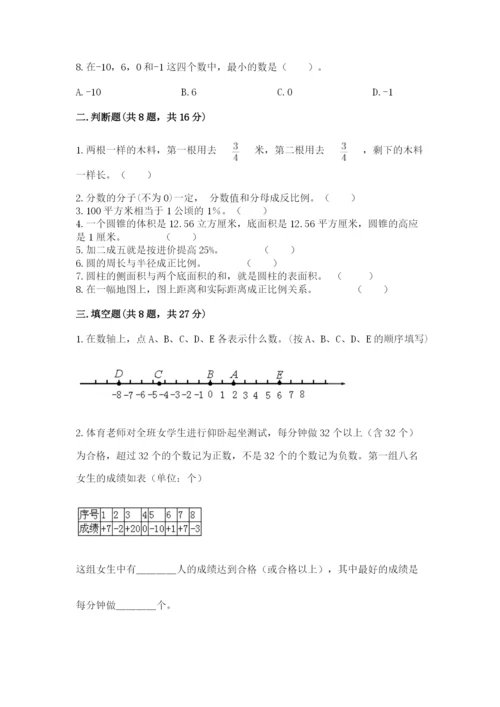 冀教版小学六年级下册数学期末检测试题word.docx