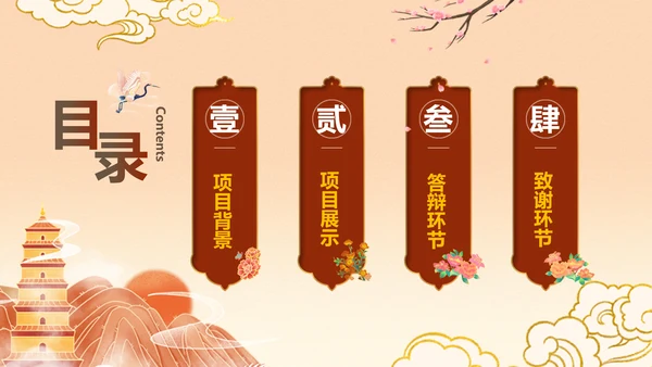中国风橙红色毕业论文答辩PPT
