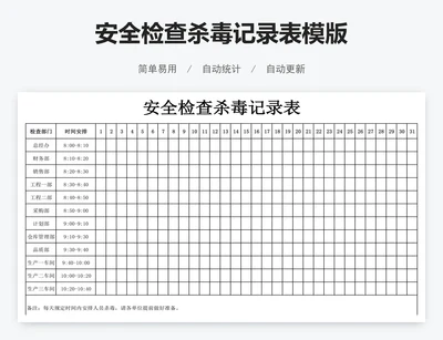 安全检查杀毒记录表模版