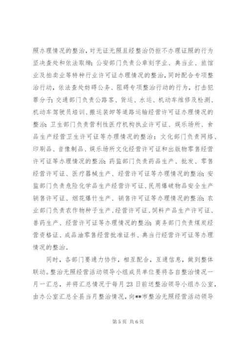 工商局开展查处取缔无照经营活动实施方案.docx