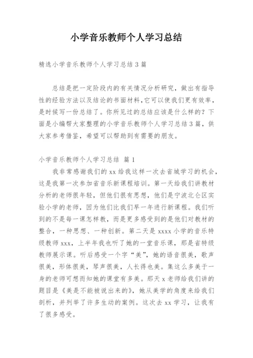 小学音乐教师个人学习总结.docx