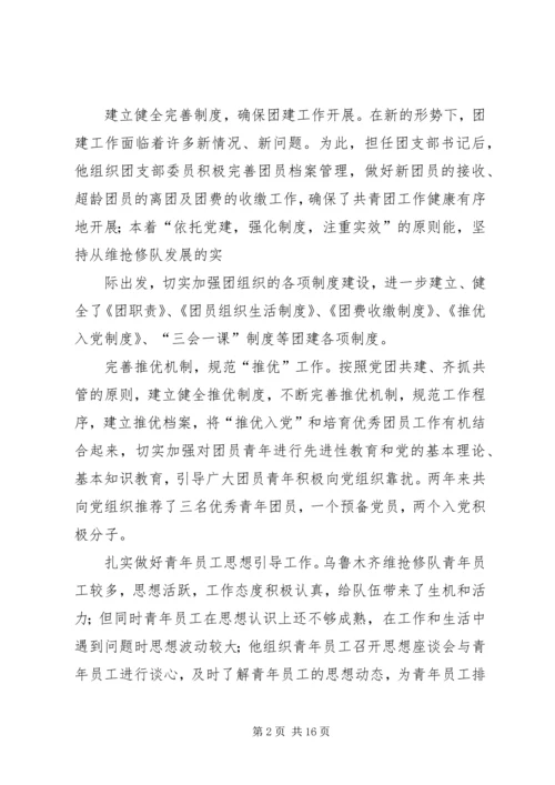 优秀共青团干部”申报事迹材料(乌).docx