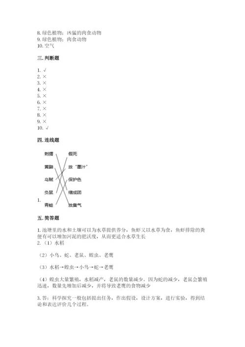 教科版五年级下册科学第一单元《生物与环境》测试卷精品（巩固）.docx