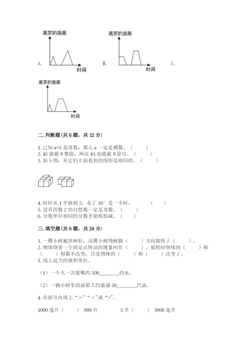 人教版五年级下学期数学期末测试卷及答案（夺冠系列）.docx