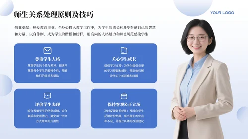 蓝色教师行为规范准则PPT模板