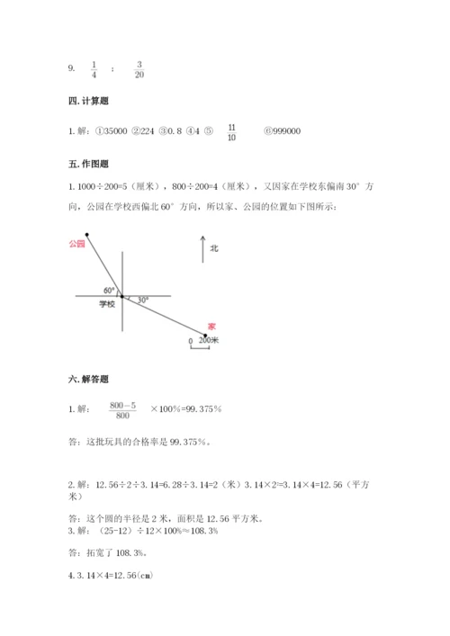 小学六年级上册数学期末测试卷附参考答案（模拟题）.docx