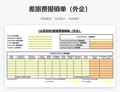 差旅费报销单（外企）